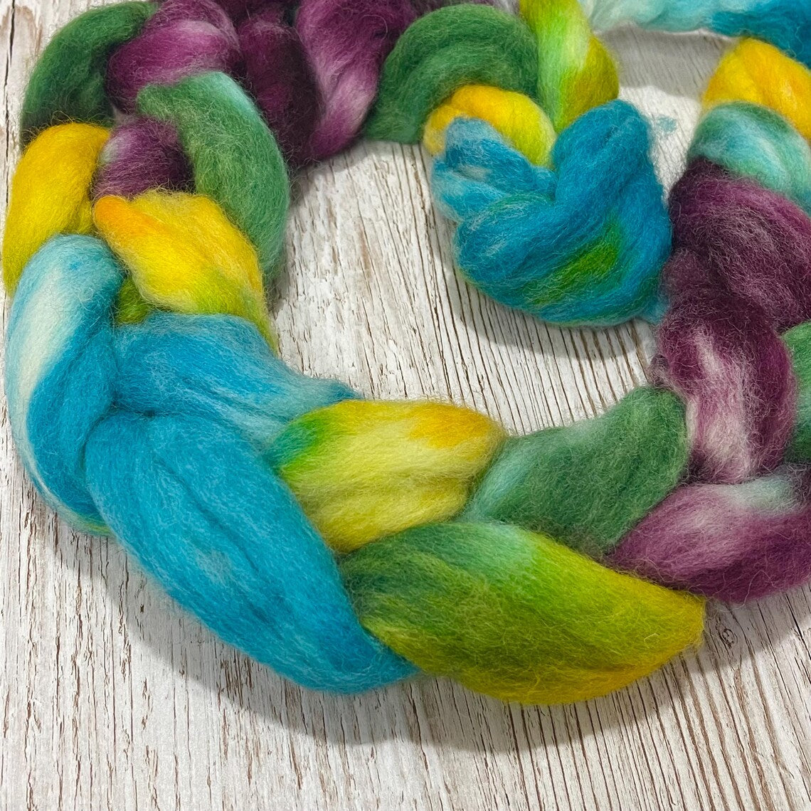 Sunset Lagoon, Corriedale Hand Dyed Spinning Fibre, 100g