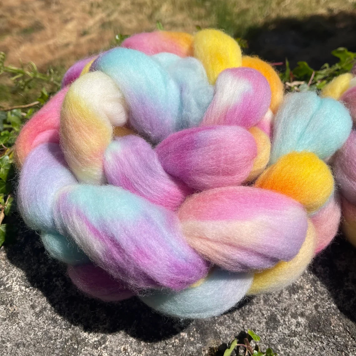 Cornish Sunrise, Hand Dyed Merino Spinning Fibre, 100g