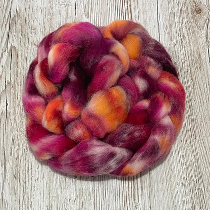 Autumn Flame, British Jacobs hand dyed spinning fibre, 100g