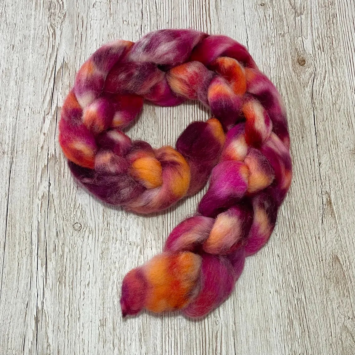 Autumn Flame, British Jacobs hand dyed spinning fibre, 100g
