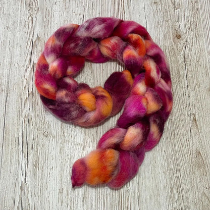 Autumn Flame, British Jacobs hand dyed spinning fibre, 100g