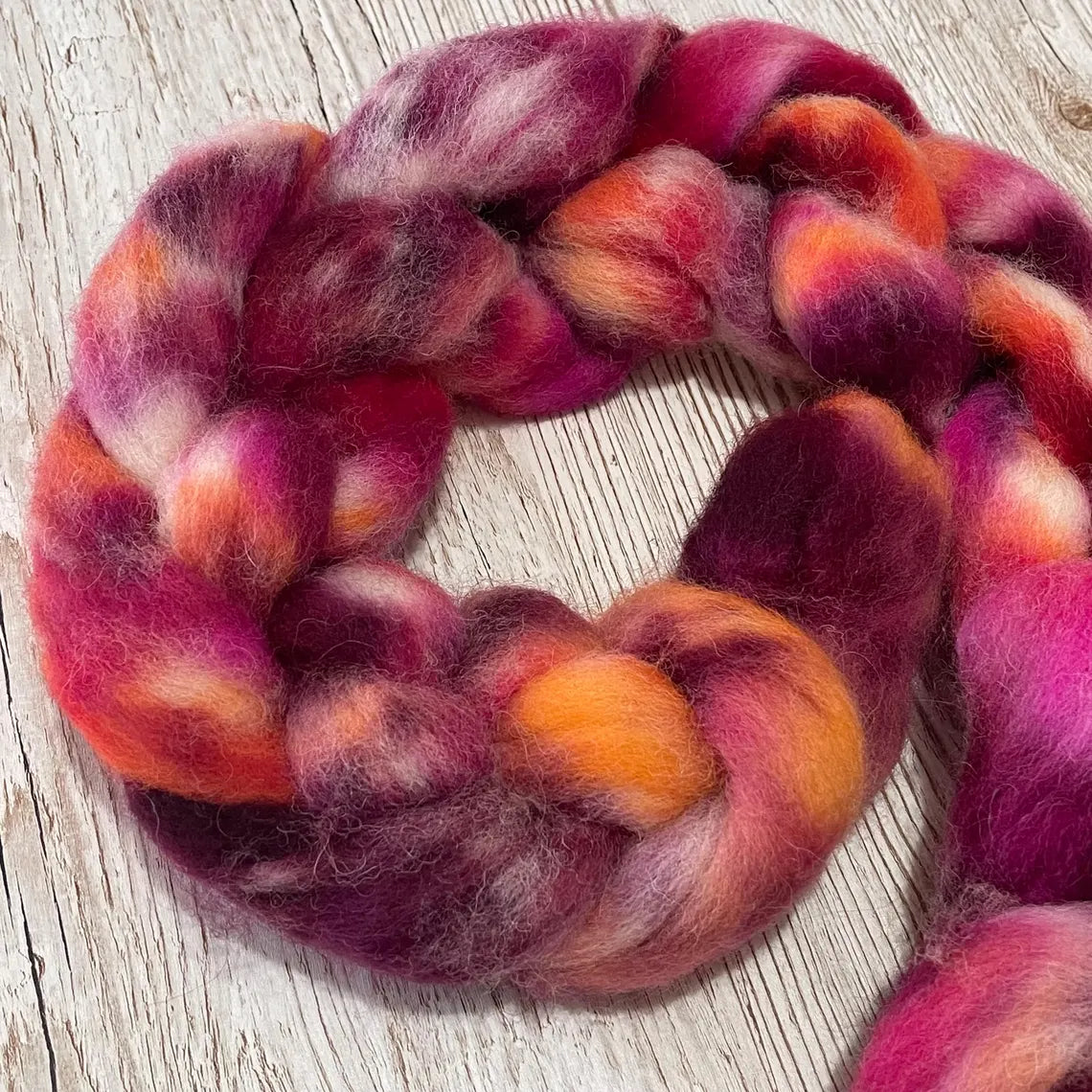 Autumn Flame, British Jacobs hand dyed spinning fibre, 100g