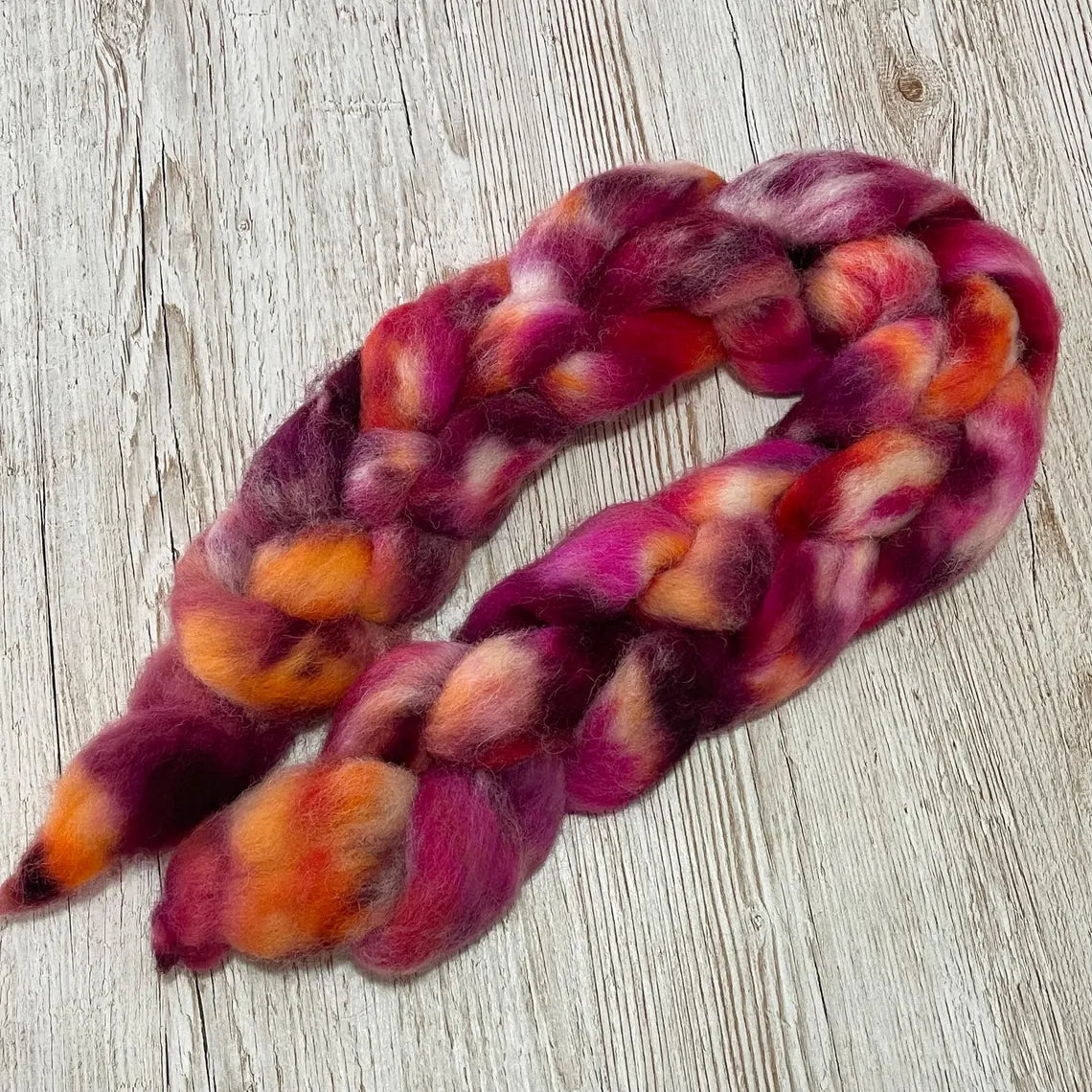 Autumn Flame, British Jacobs hand dyed spinning fibre, 100g