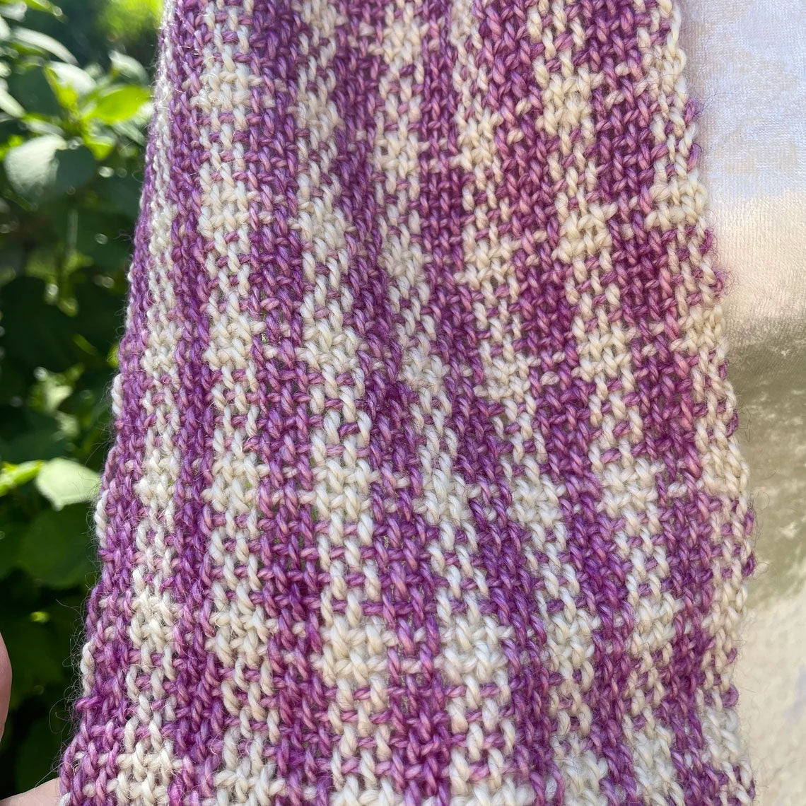Hand woven houndstooth scarf by Penberth Yarns made in Cornwall