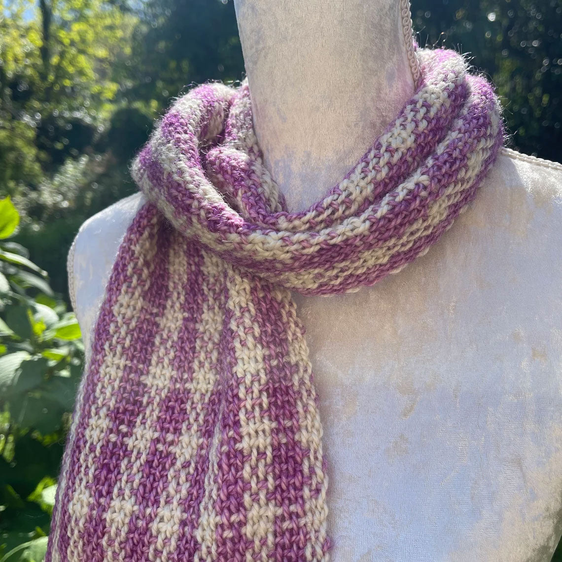 Hand woven houndstooth scarf by Penberth Yarns