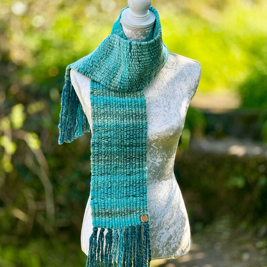 Hand woven scarf by Penberth Yarns