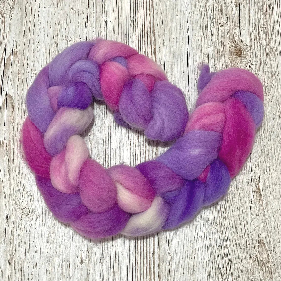 Parma Violets, Cheviot Hand Dyed Spinning Fibre, 100g