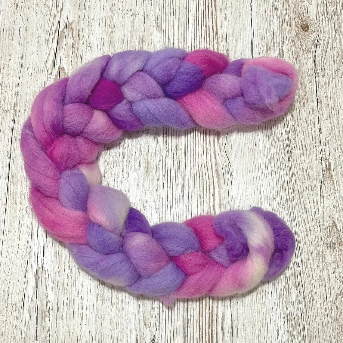 Parma Violets, Cheviot Hand Dyed Spinning Fibre, 100g