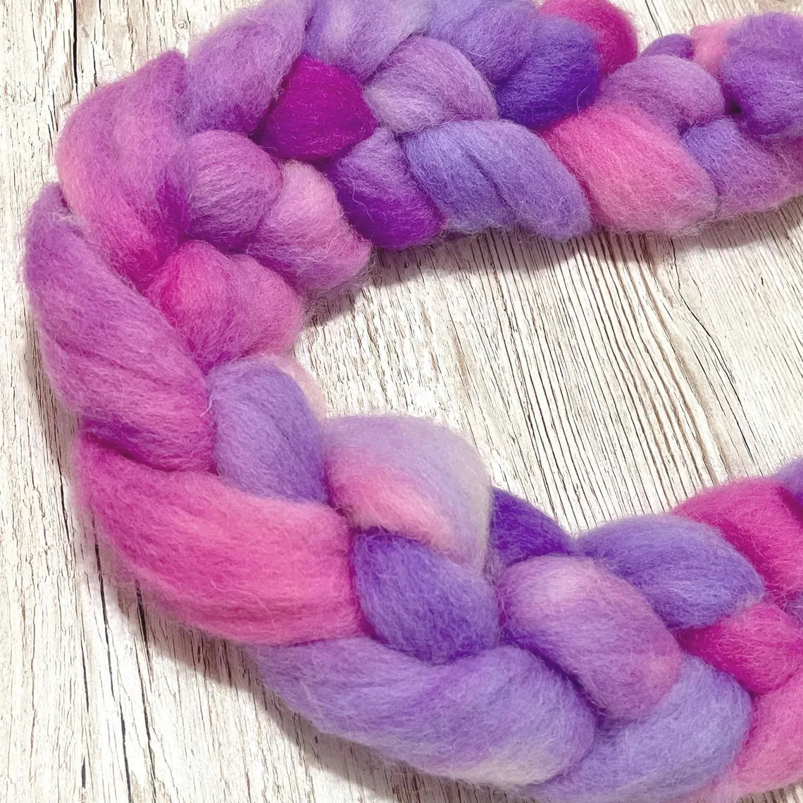 Parma Violets, Cheviot Hand Dyed Spinning Fibre, 100g