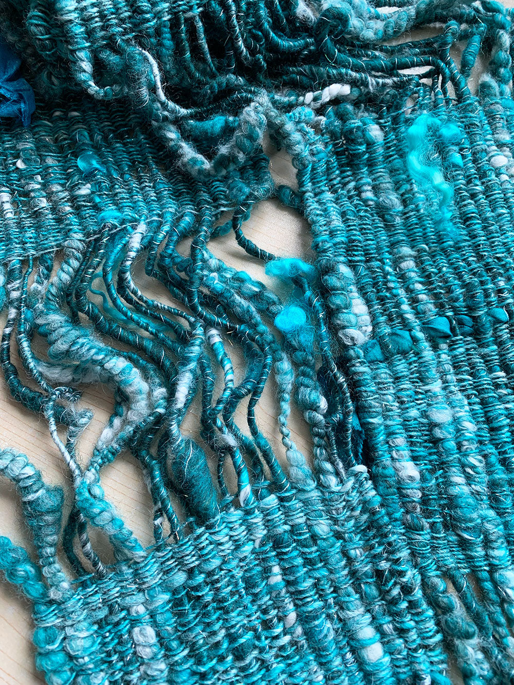 Ocean Hand Woven Art Yarn Scarf