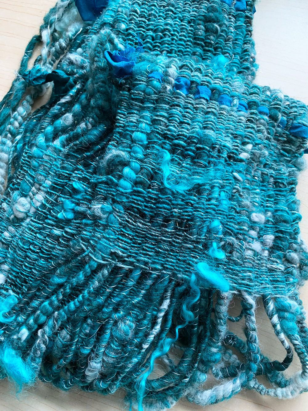 Ocean Hand Woven Art Yarn Scarf