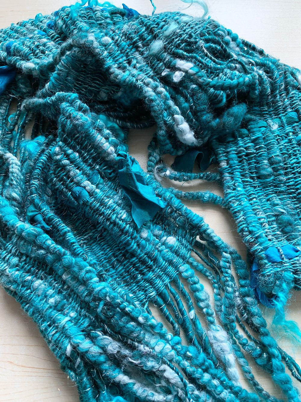 Ocean Hand Woven Art Yarn Scarf