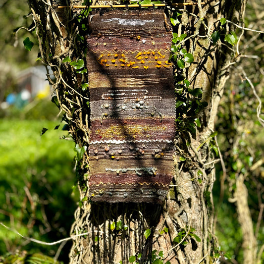 Bark hand woven wall hanging