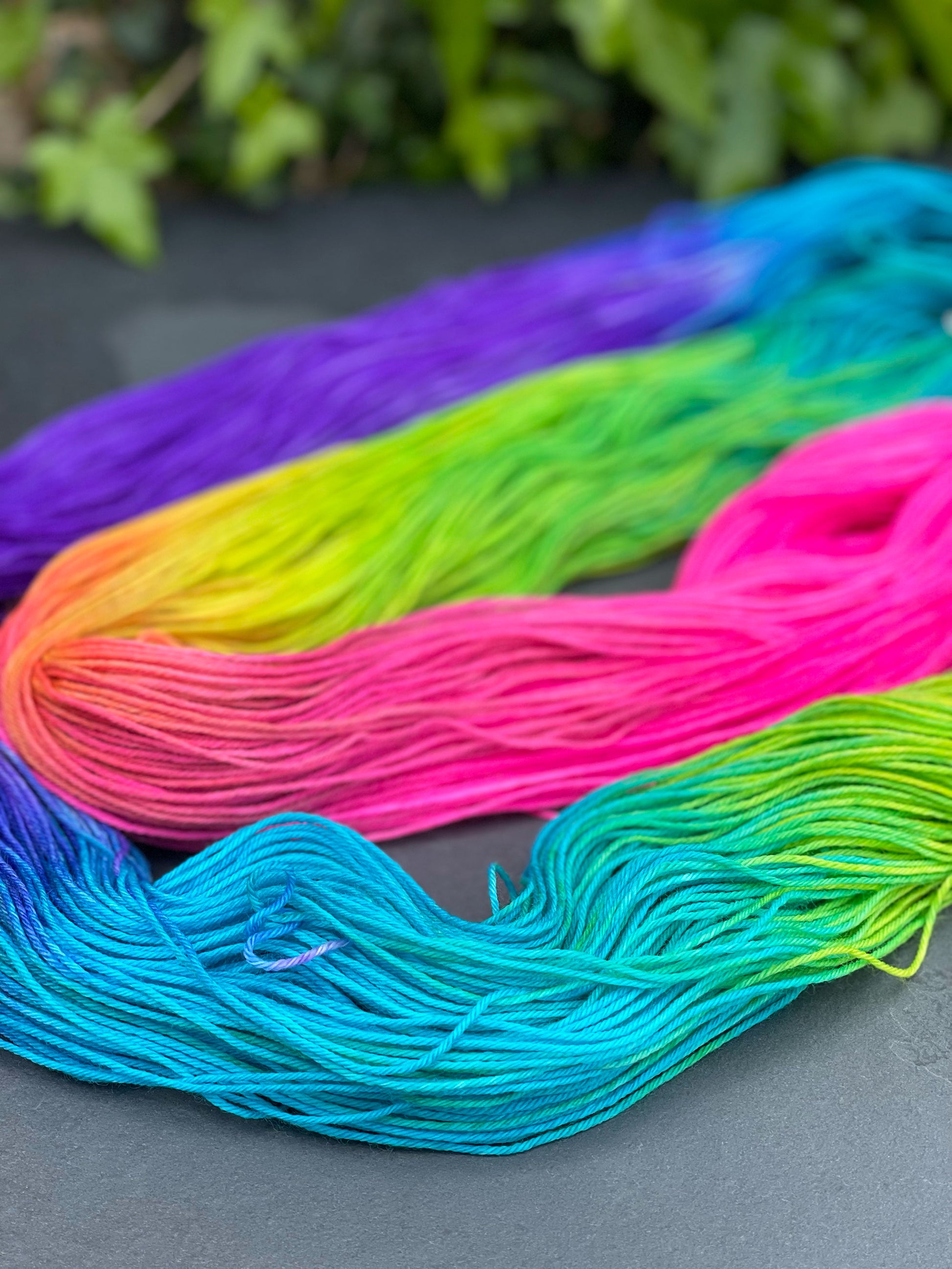 Hand dyed yarns by Penberth Yarns, Cornwall