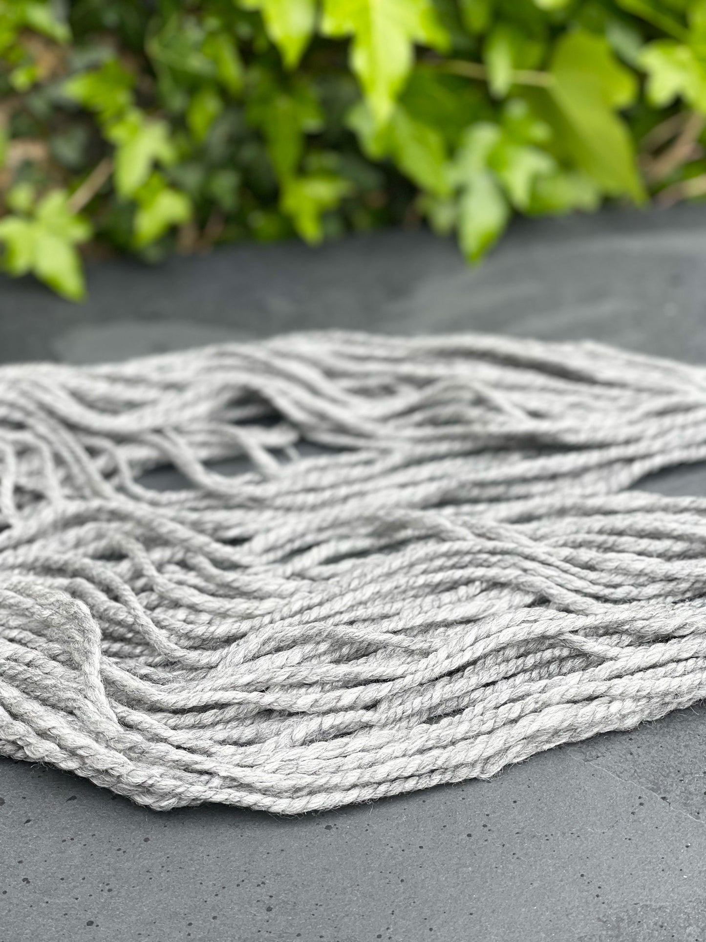 Handspun Grey Merino and Tussah Silk Chunky Yarn