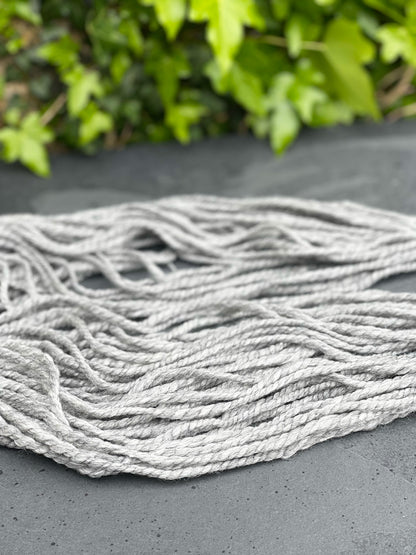 Handspun Grey Merino and Tussah Silk Chunky Yarn