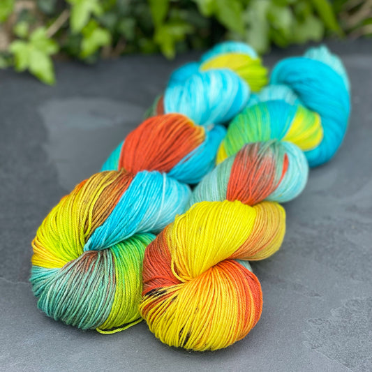 Hand dyed yarns by Penberth Yarns, Cornwall