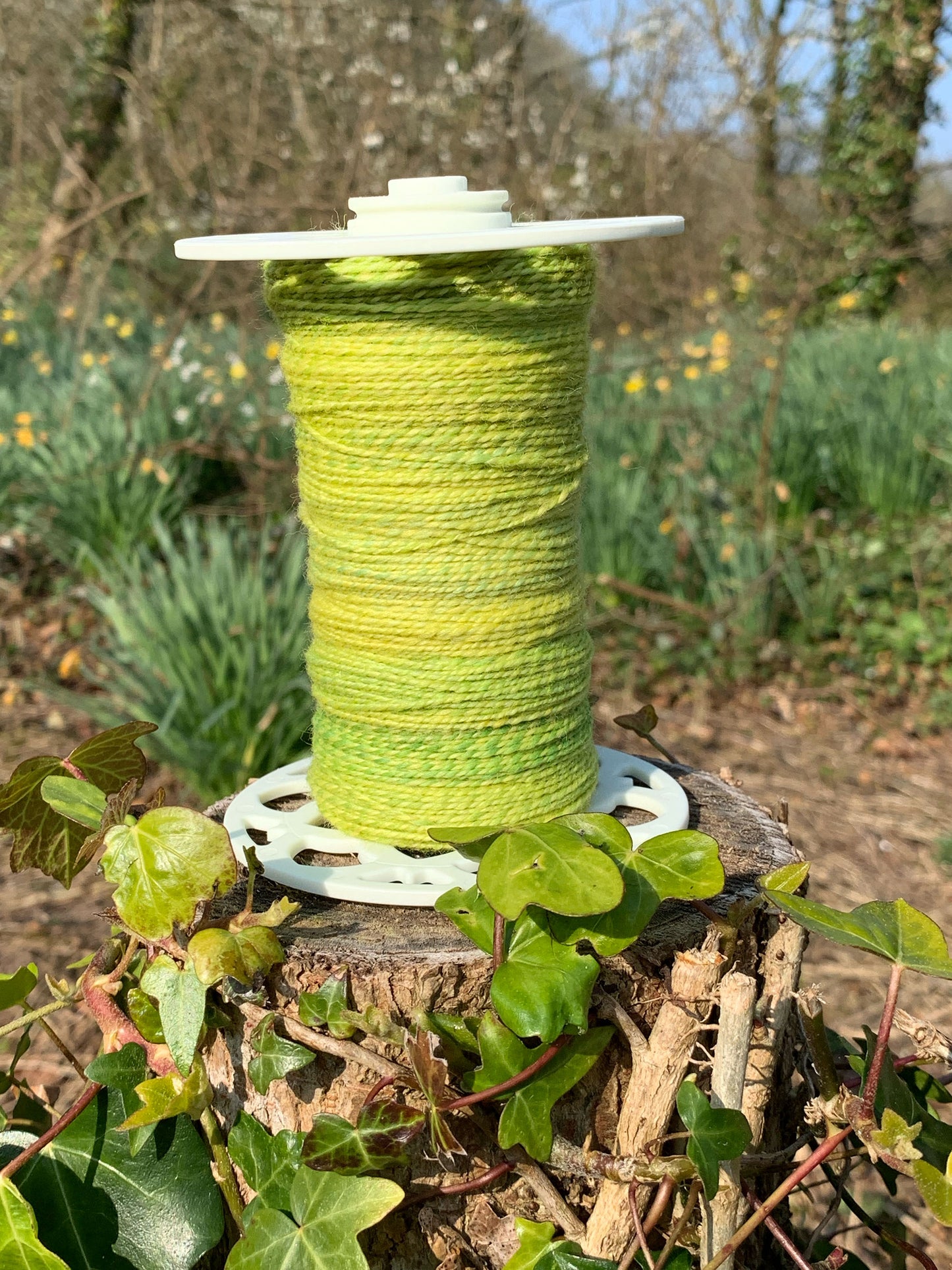 Spring Greens, Corriedale Hand Spun Yarn