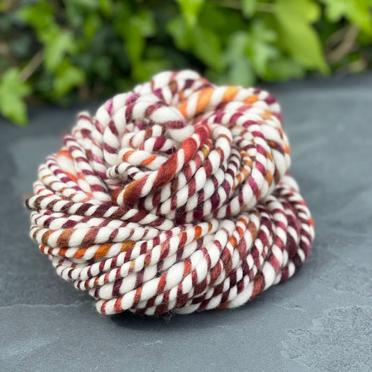 Handspun Corriedale and Merino Striped Super Bulky Yarn