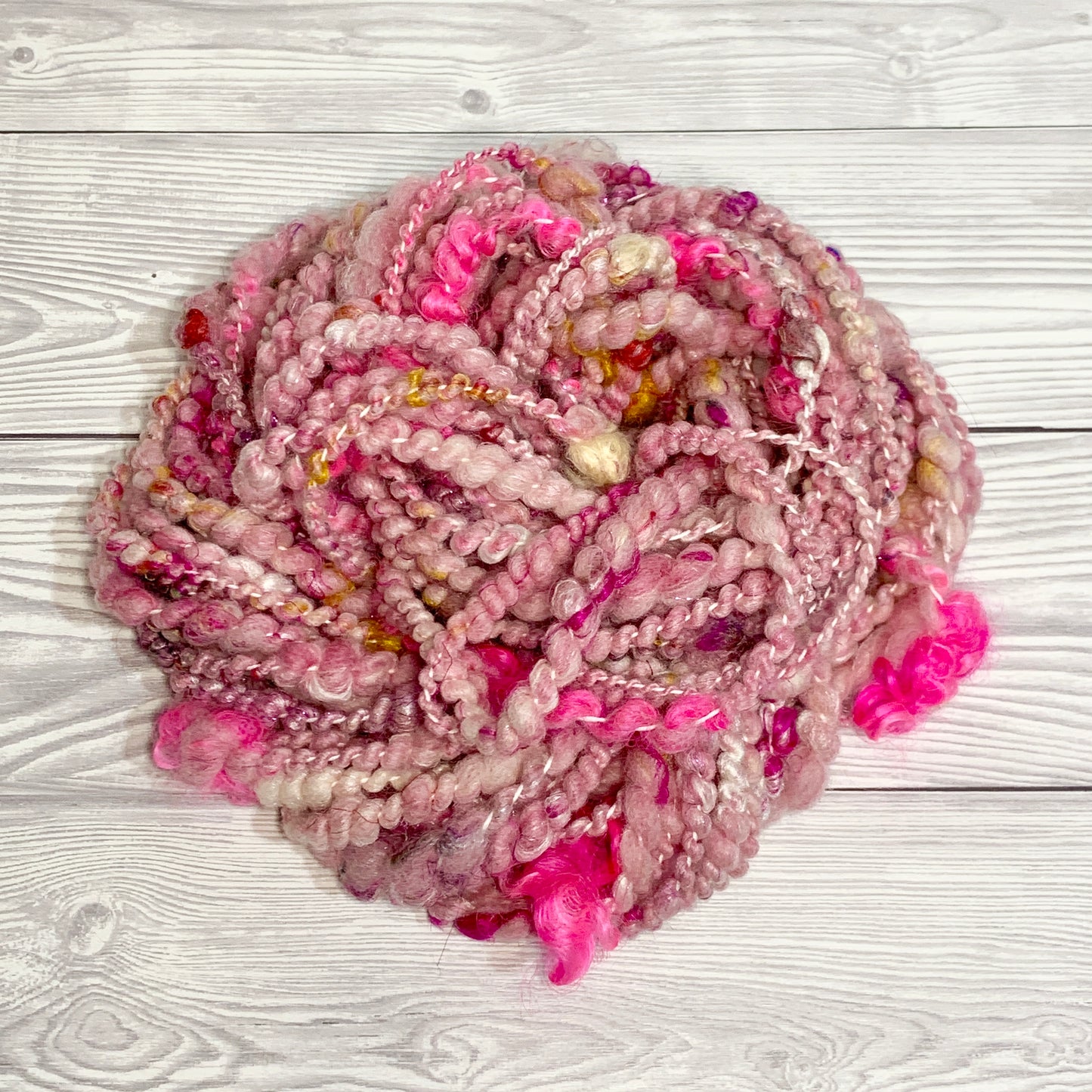 Candyfloss Mixed Fibre Spiral Ply Art Yarn OOAK