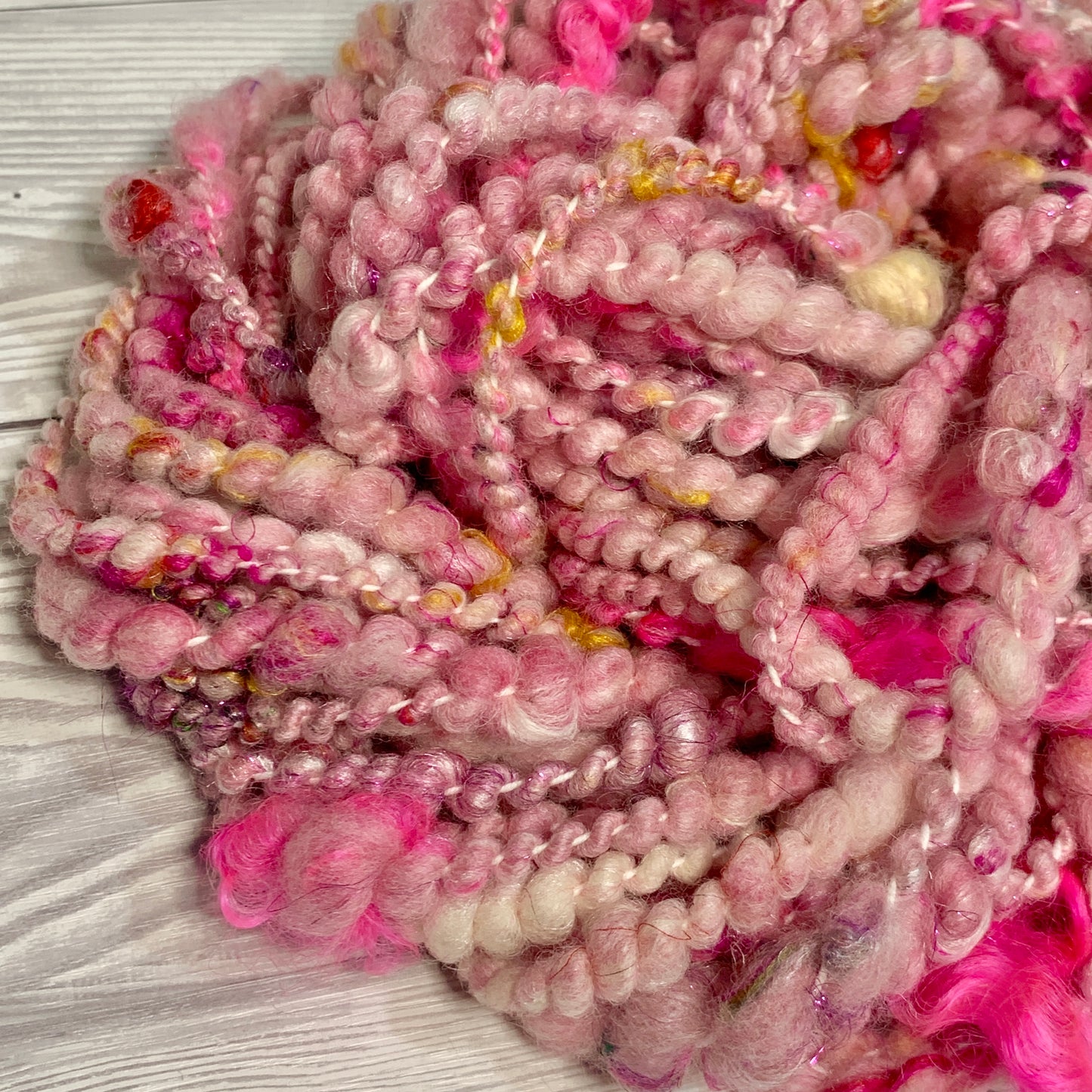 Candyfloss Mixed Fibre Spiral Ply Art Yarn OOAK