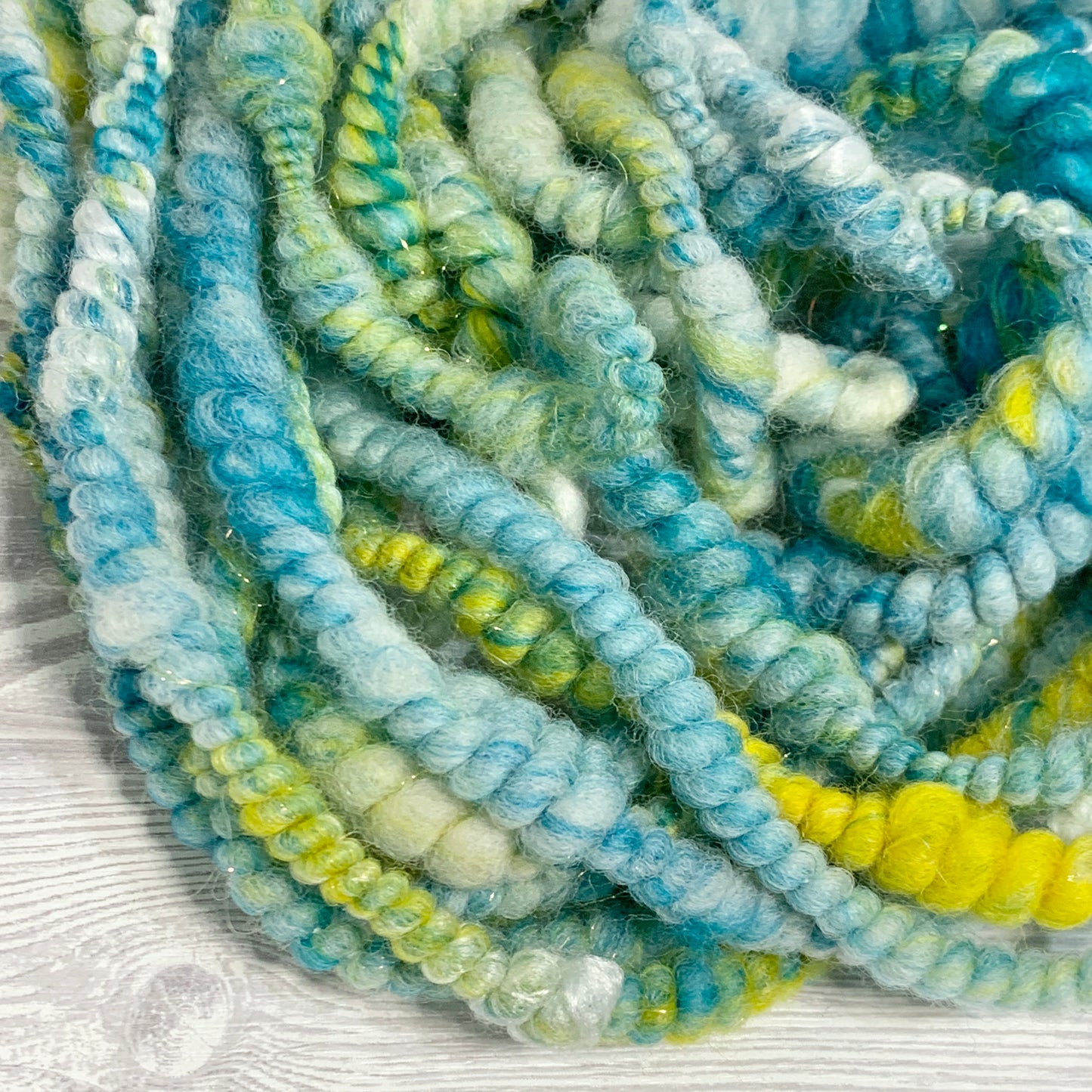 Beach Bum Mixed Fibre Spiral Ply Art Yarn OOAK