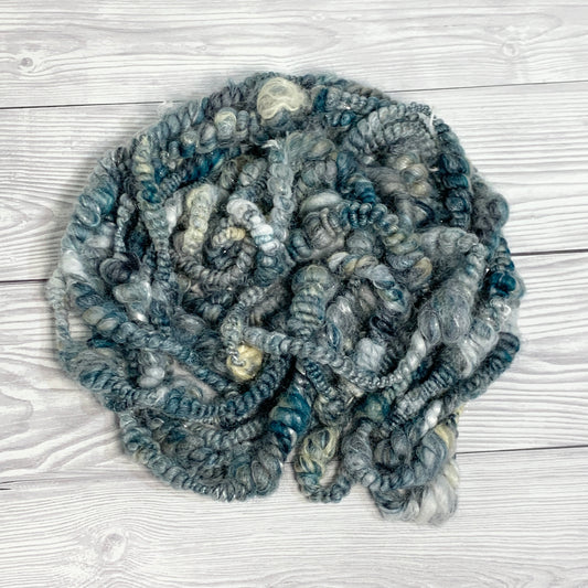 Ocean Storm Mixed Fibre Spiral Ply Art Yarn OOAK