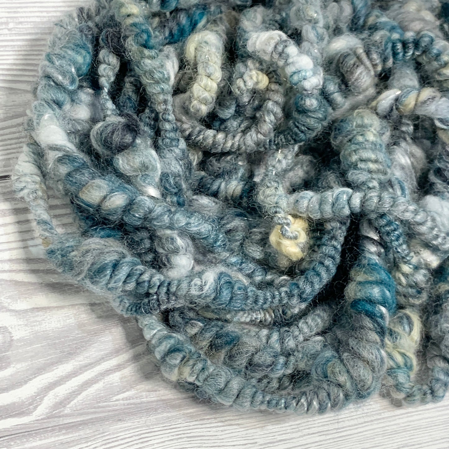 Ocean Storm Mixed Fibre Spiral Ply Art Yarn OOAK