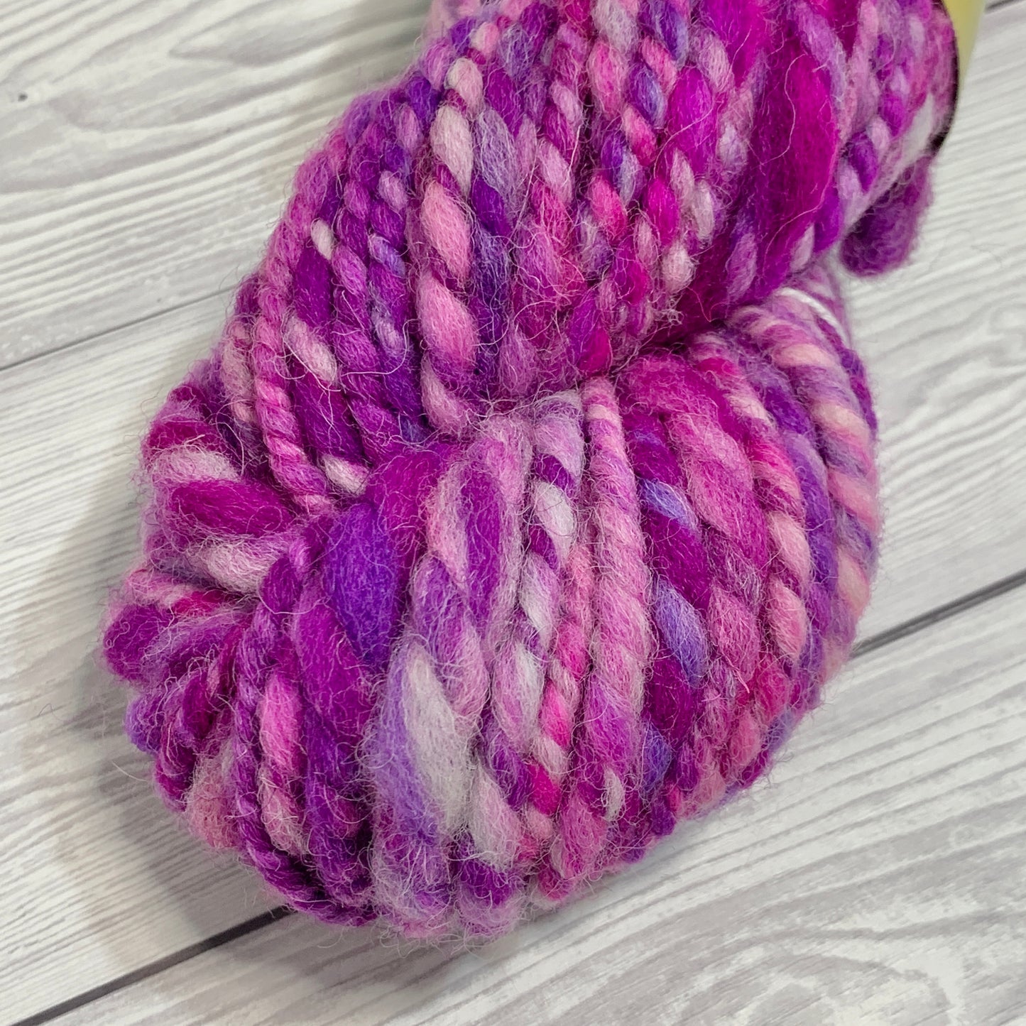 Handspun Southdown Thick and Thin Yarn in Pink and Purple