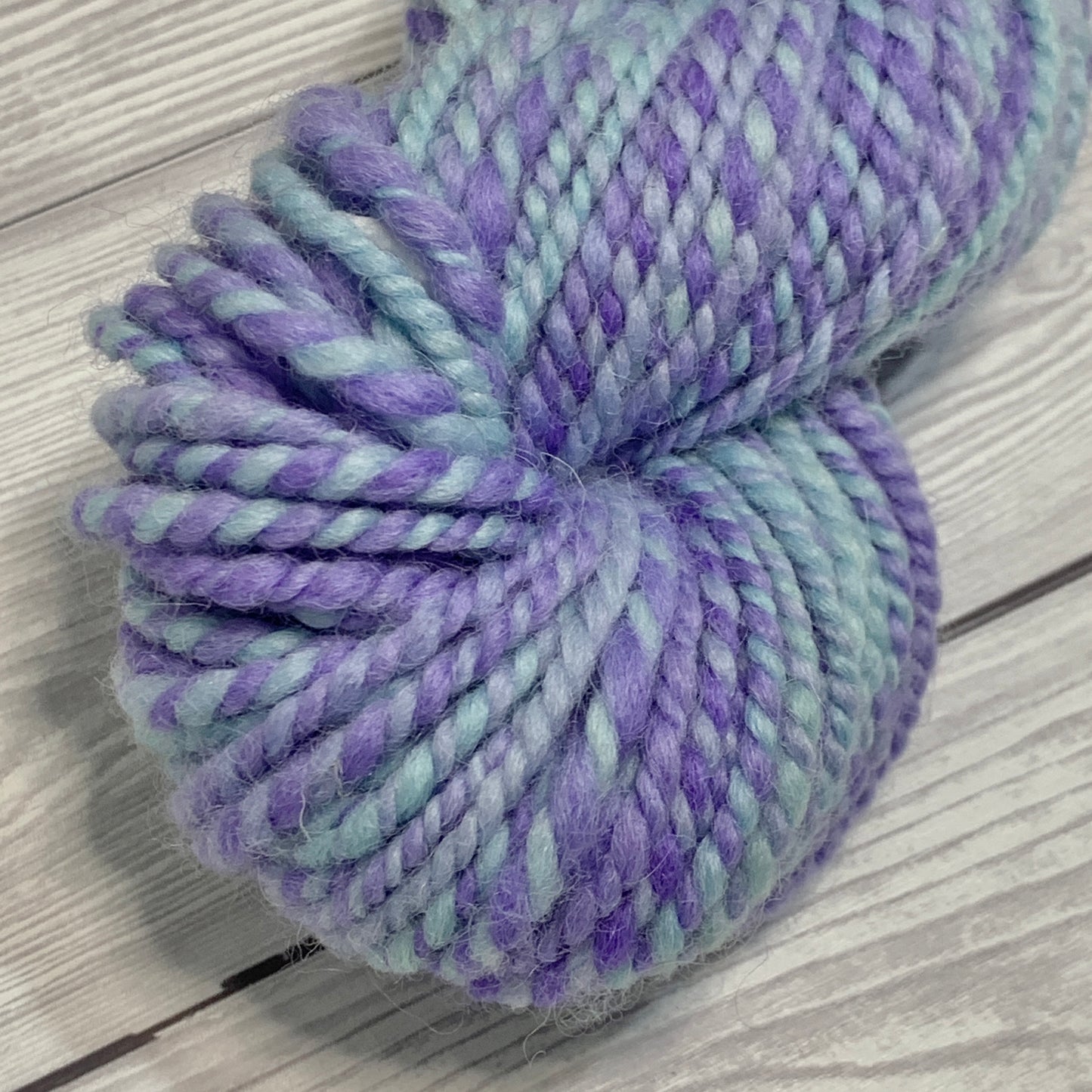 Handspun Shetland Wool Yarn in Lilac and Blue