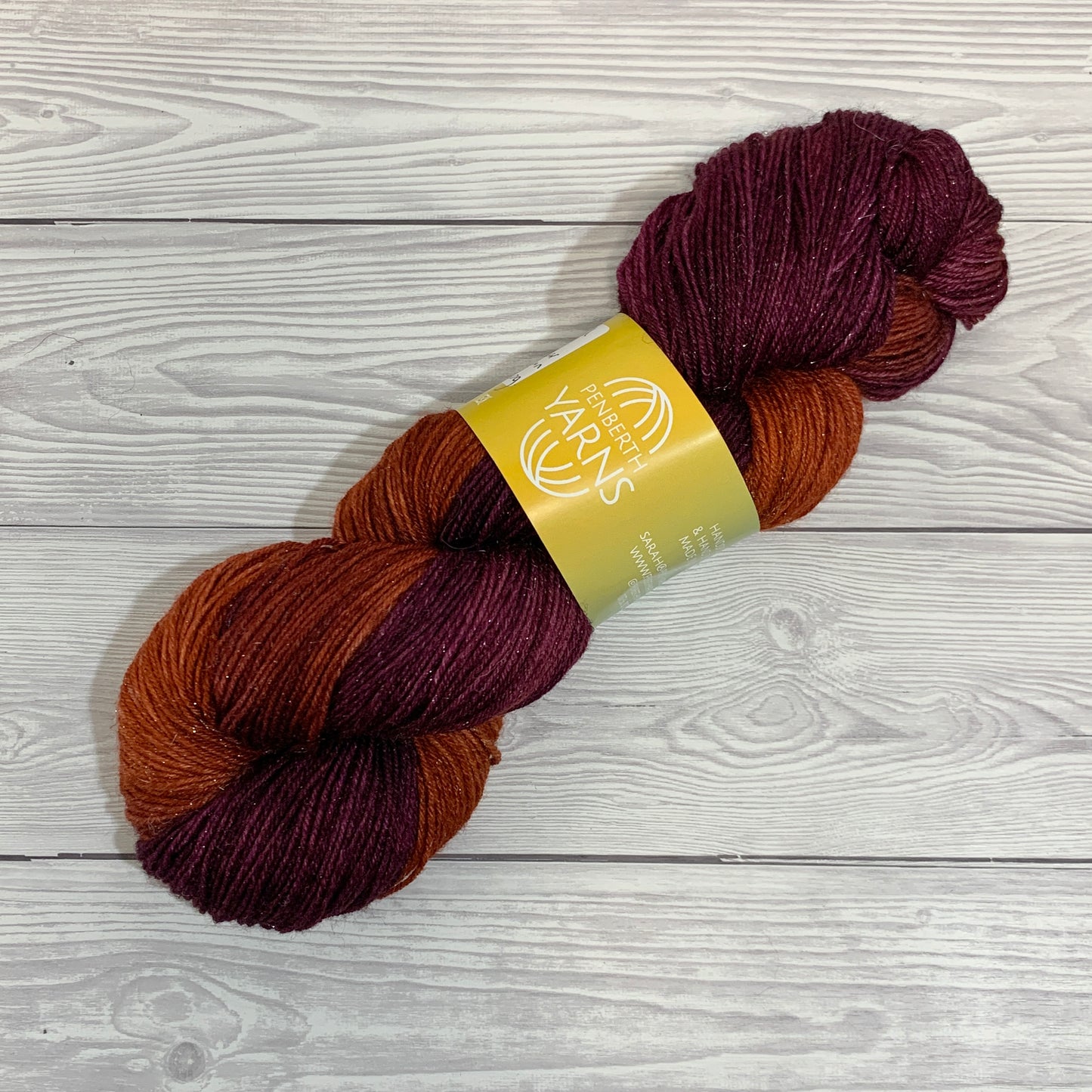 Queenie, Hand Dyed Superwash Merino Wool, Tussah Silk and Silver Stellina 4 PLY