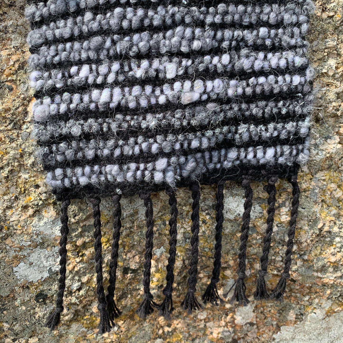 Hand Woven Scarf made from Handspun Art Yarn in Merino Wool and Alpaca