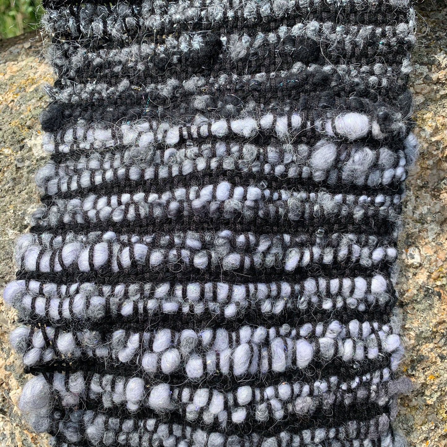 Hand Woven Scarf made from Handspun Art Yarn in Merino Wool and Alpaca