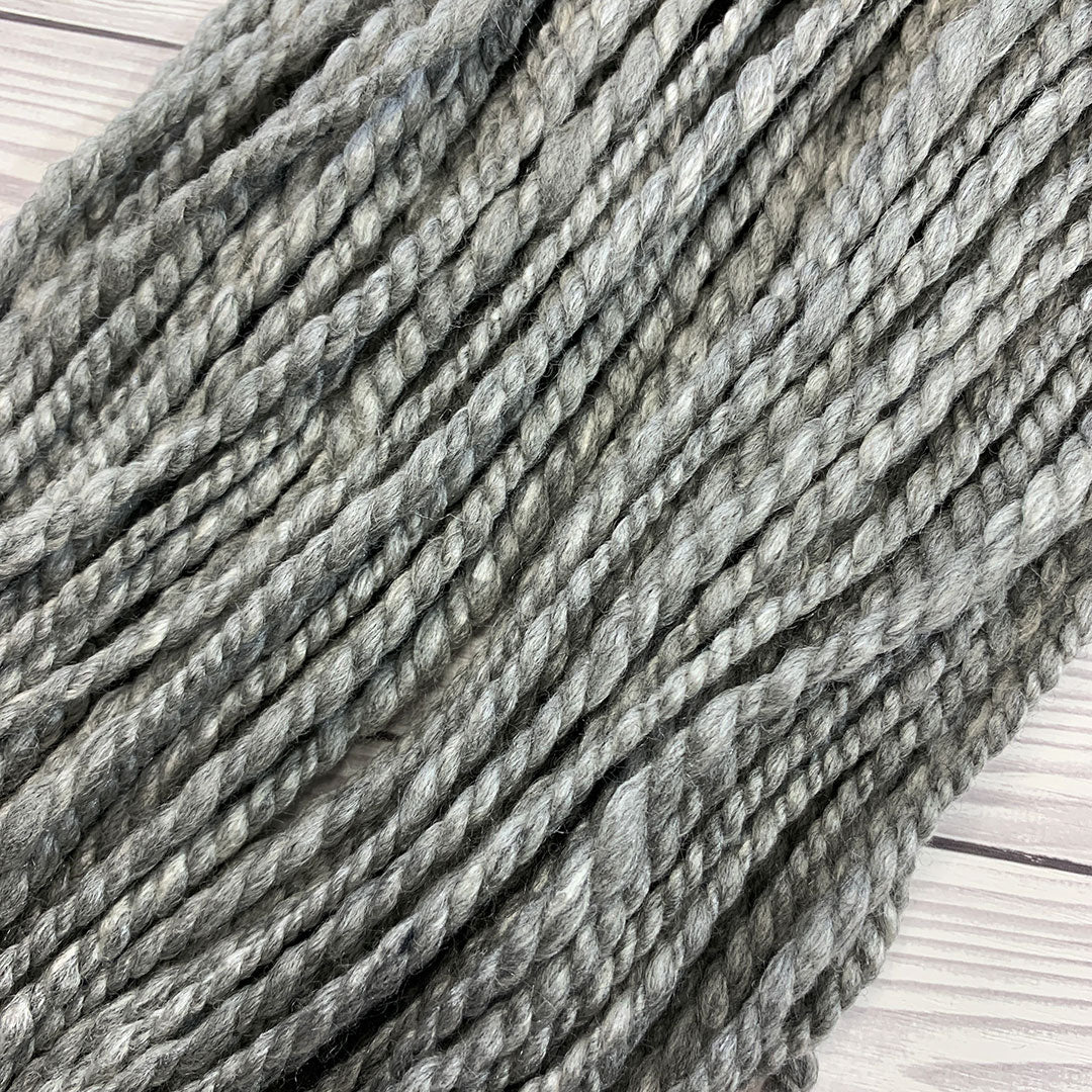 Handspun Grey Merino and Tussah Silk Chunky Yarn