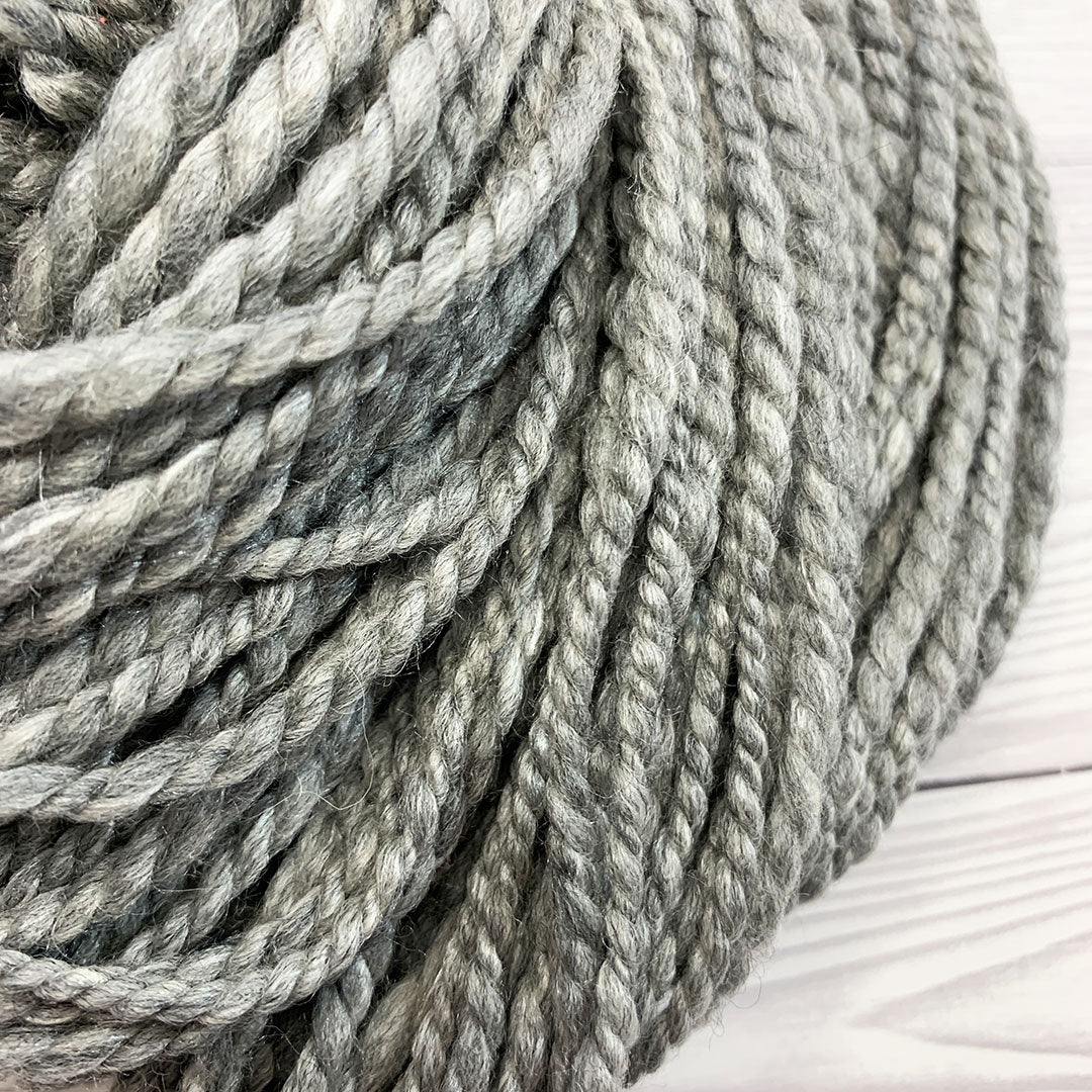 Handspun Grey Merino and Tussah Silk Chunky Yarn