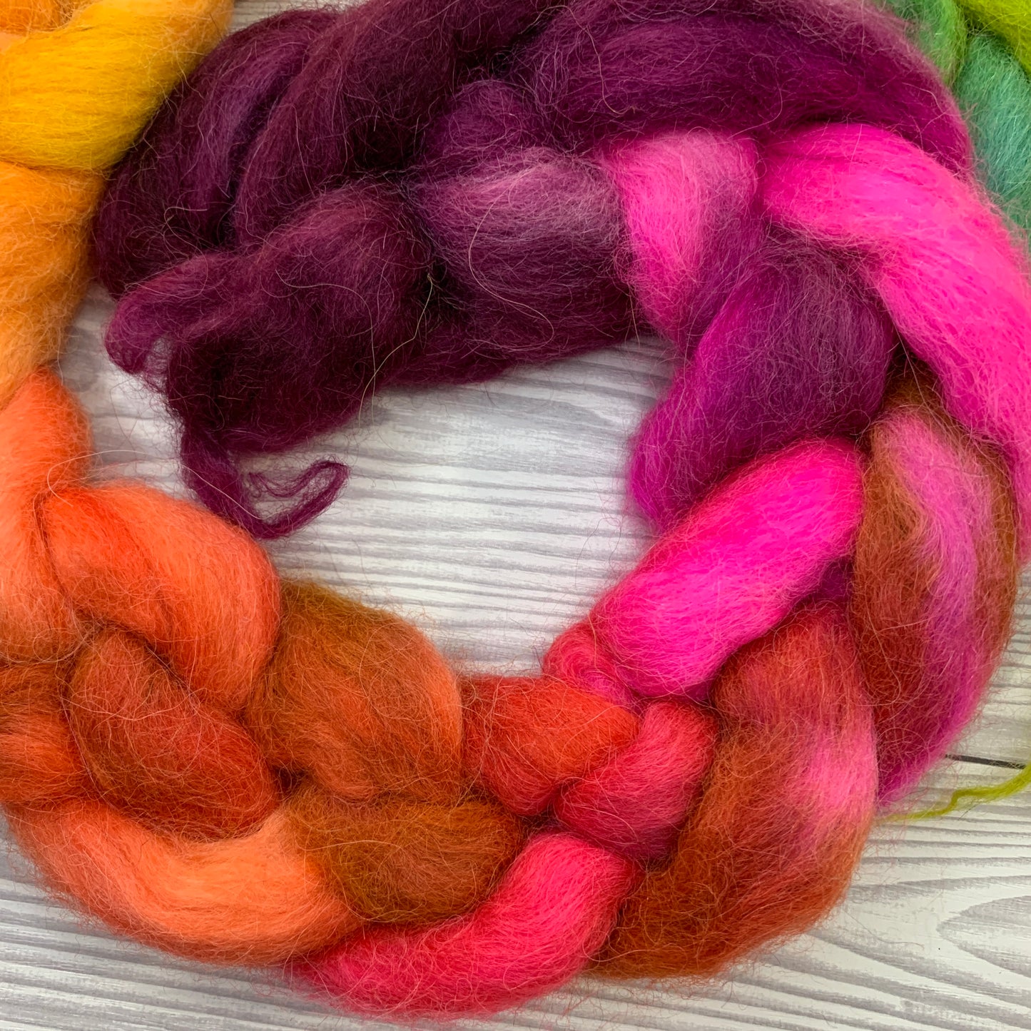 Alpaca Hand Dyed Combed Wool Tops, 100g