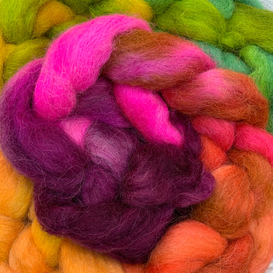 Alpaca Hand Dyed Combed Wool Tops, 100g